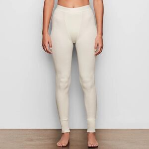 SKIMS Cotton Ribbed Legging Lounge Pants in Bone White Sz S NEW